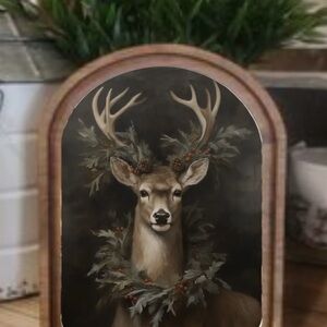 Rustic Deer Arch Top Wall Art with Antlers